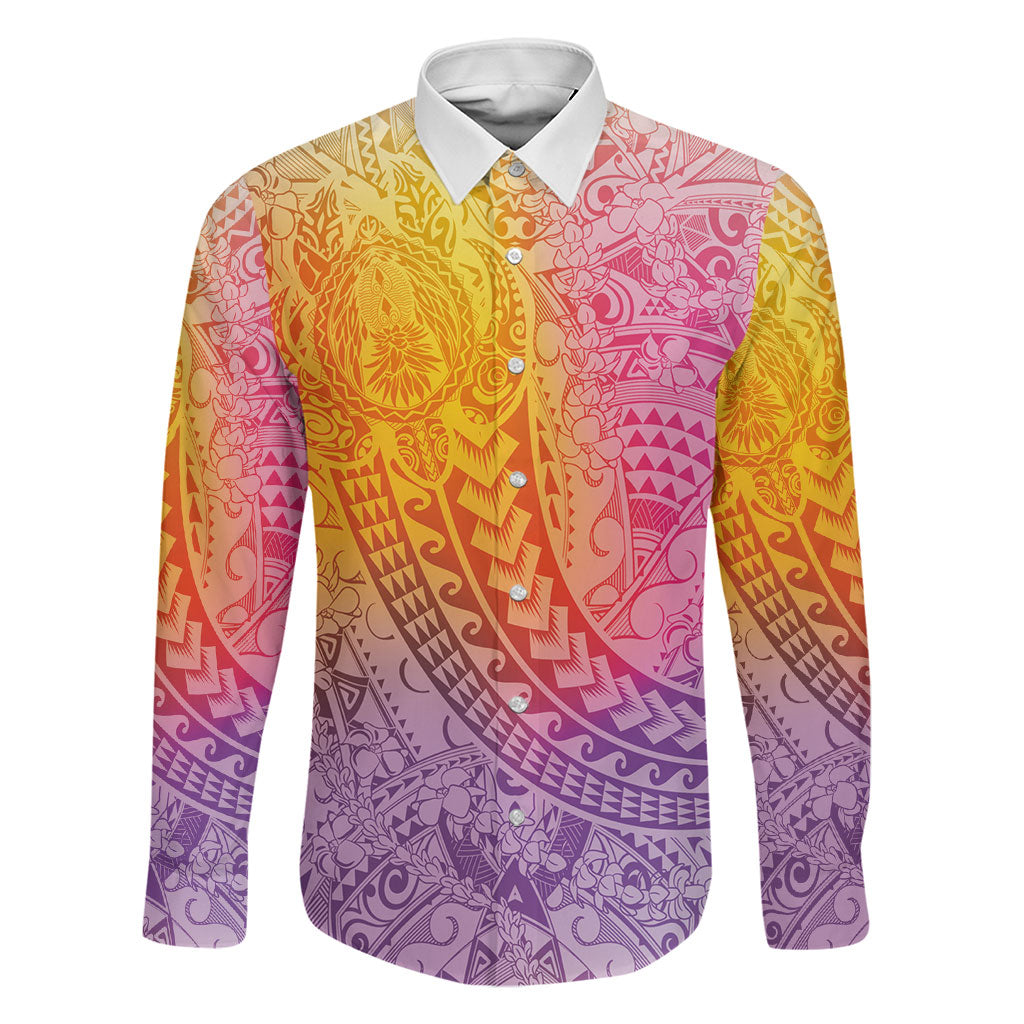 Hawaiian Turtles and Leis Family Matching Short Sleeve Bodycon Dress and Hawaiian Shirt Tribal Kakau Pattern Magical Rainbow Sky