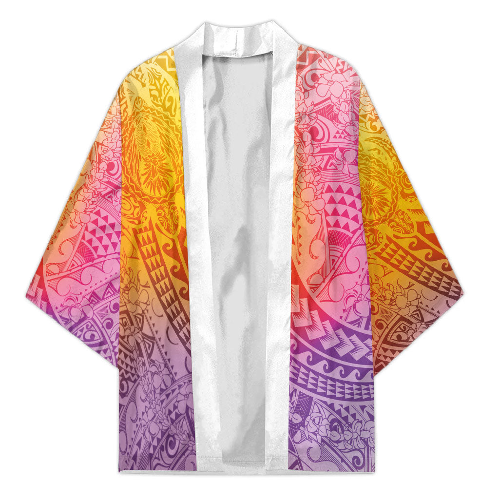 Hawaiian Turtles and Leis Kimono Tribal Kakau Pattern Magical Rainbow Sky