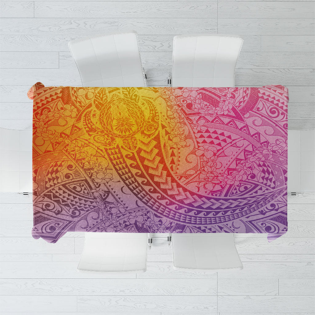 Hawaiian Turtles and Leis Tablecloth Tribal Kakau Pattern Magical Rainbow Sky LT03 Multicolor - Polynesian Pride