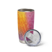 Hawaiian Turtles and Leis Tumbler Cup Tribal Kakau Pattern Magical Rainbow Sky