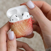 Hawaiian Turtles and Leis AirPods Case Tribal Kakau Pattern Peach Fuzz Color