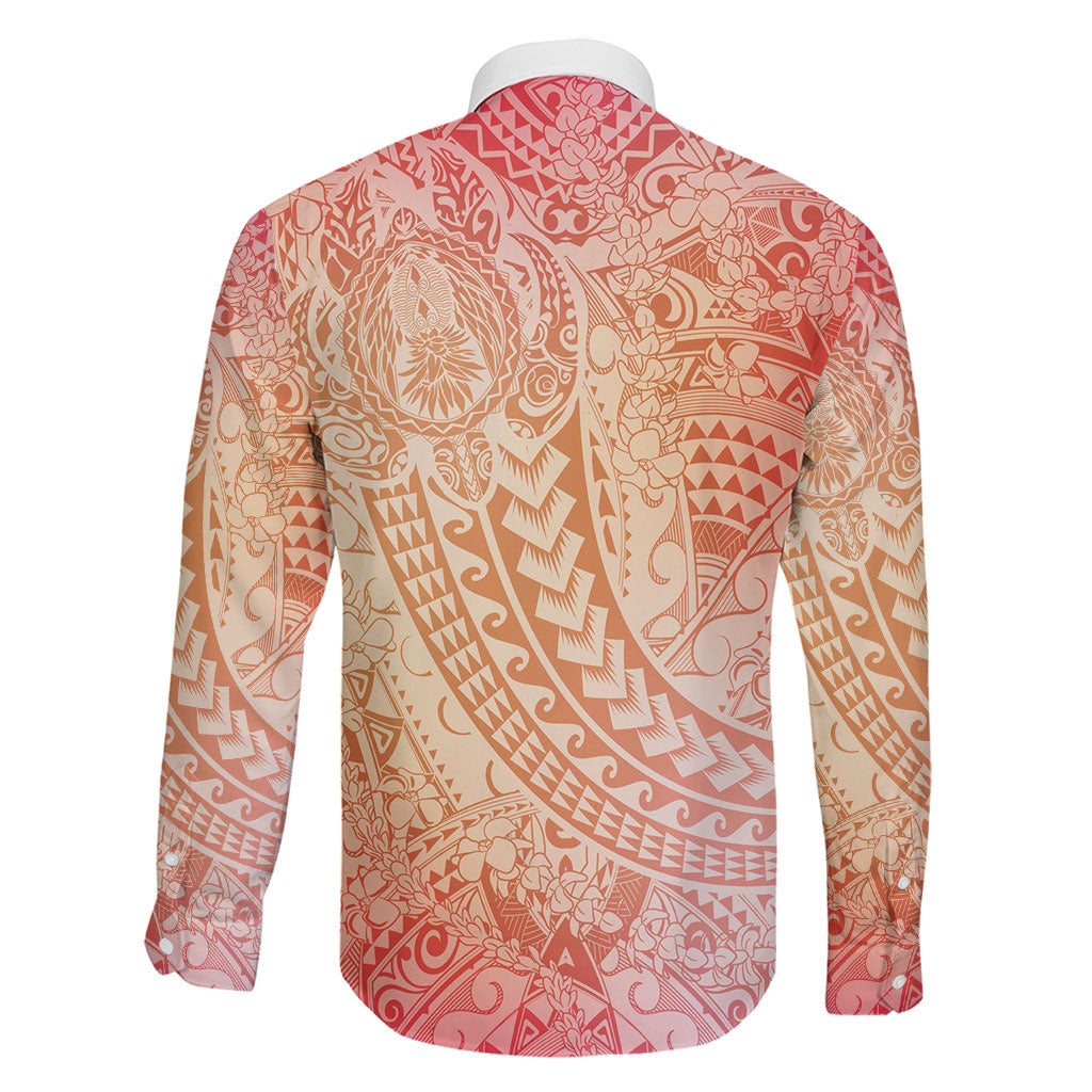 Hawaiian Turtles and Leis Family Matching Puletasi and Hawaiian Shirt Tribal Kakau Pattern Peach Fuzz Color