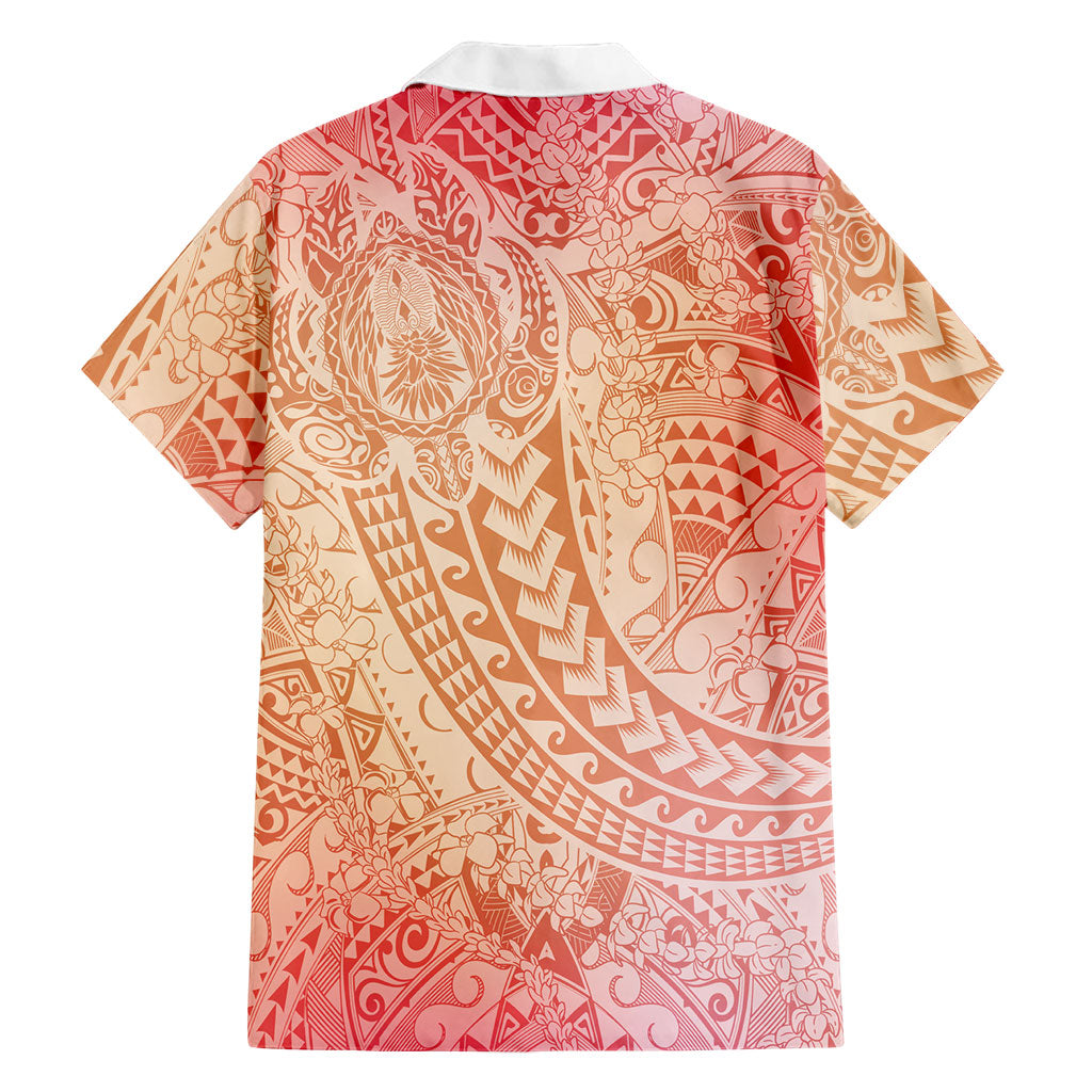 Hawaiian Turtles and Leis Family Matching Summer Maxi Dress and Hawaiian Shirt Tribal Kakau Pattern Peach Fuzz Color