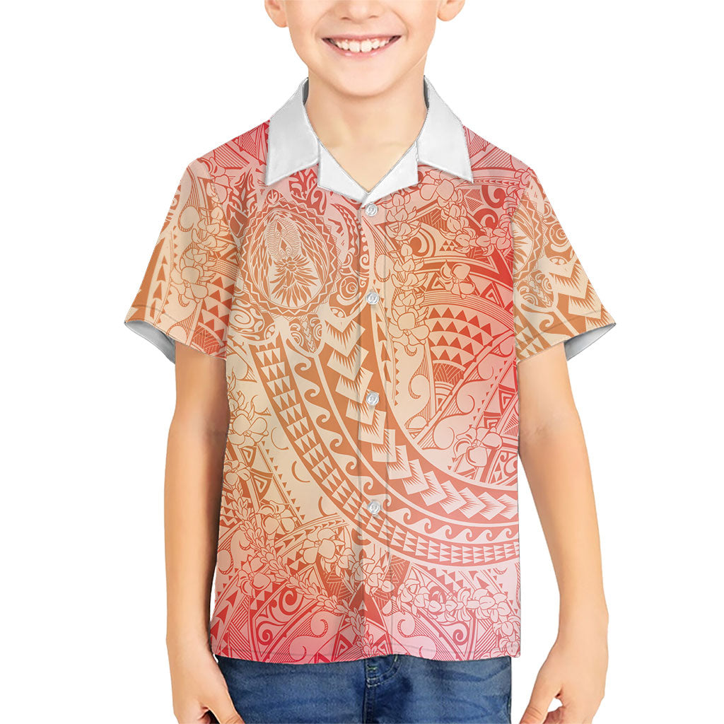 Hawaiian Turtles and Leis Family Matching Summer Maxi Dress and Hawaiian Shirt Tribal Kakau Pattern Peach Fuzz Color