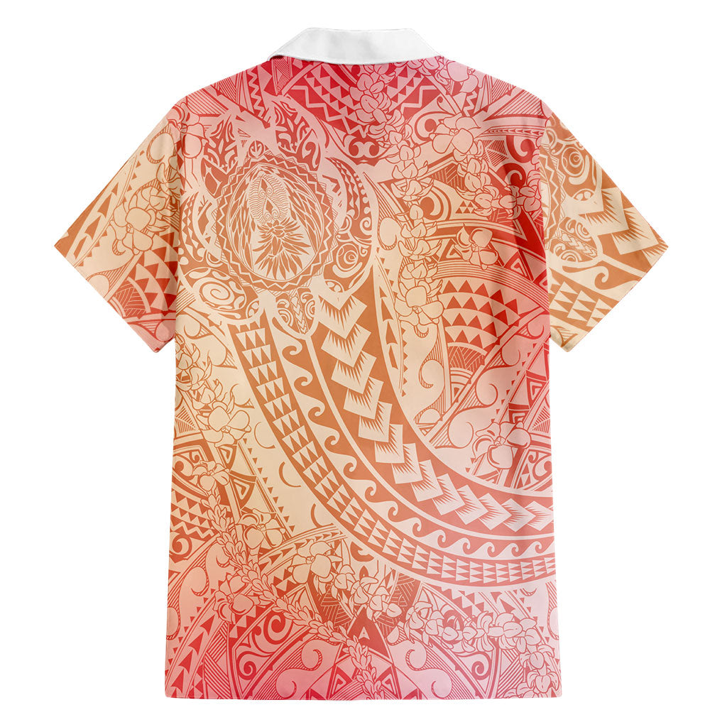Hawaiian Turtles and Leis Hawaiian Shirt Tribal Kakau Pattern Peach Fuzz Color