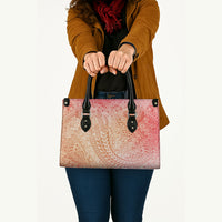 Hawaiian Turtles and Leis Leather Bag Tribal Kakau Pattern Peach Fuzz Color