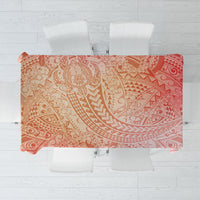 Hawaiian Turtles and Leis Tablecloth Tribal Kakau Pattern Peach Fuzz Color