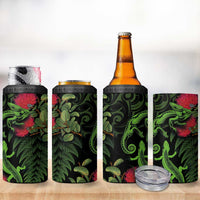 New Zealand Chameleon and Gecko 4 in 1 Can Cooler Tumbler Maori Silver Fern and Pohutukawa Decoration LT03 - Polynesian Pride