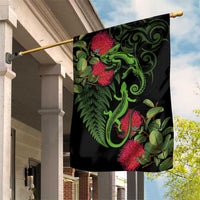 New Zealand Chameleon and Gecko Garden Flag Maori Silver Fern and Pohutukawa Decoration LT03 House Flag Green - Polynesian Pride