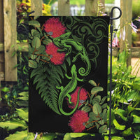New Zealand Chameleon and Gecko Garden Flag Maori Silver Fern and Pohutukawa Decoration LT03 Garden Flag Green - Polynesian Pride