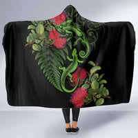 New Zealand Chameleon and Gecko Hooded Blanket Maori Silver Fern and Pohutukawa Decoration LT03 One Size Green - Polynesian Pride