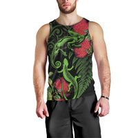 New Zealand Chameleon and Gecko Men Tank Top Maori Silver Fern and Pohutukawa Decoration LT03 - Polynesian Pride