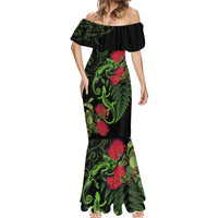 New Zealand Chameleon and Gecko Mermaid Dress Maori Silver Fern and Pohutukawa Decoration LT03 - Polynesian Pride