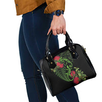 New Zealand Chameleon and Gecko Shoulder Handbag Maori Silver Fern and Pohutukawa Decoration