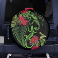 New Zealand Chameleon and Gecko Spare Tire Cover Maori Silver Fern and Pohutukawa Decoration LT03 - Polynesian Pride