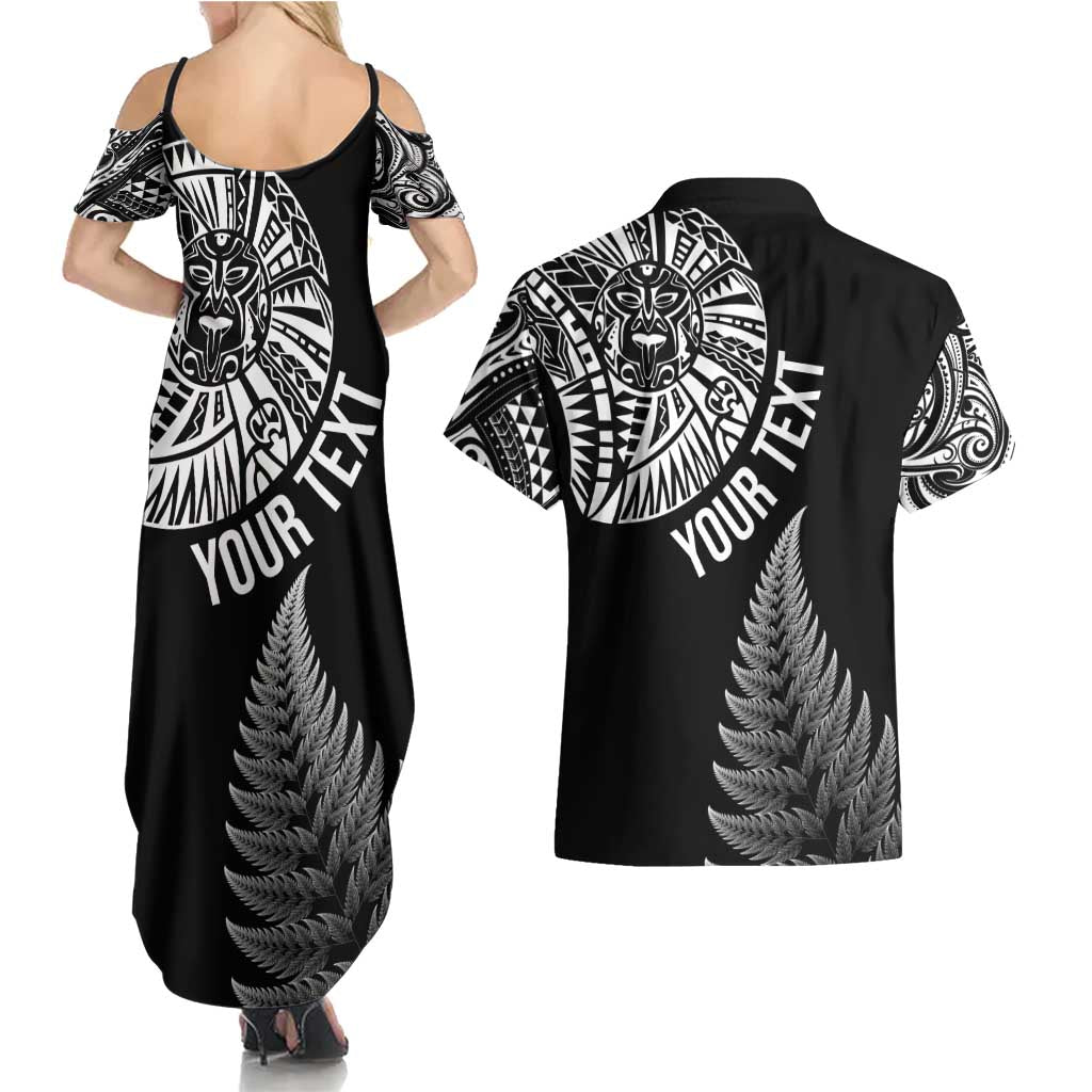 Personalised New Zealand Maori Art Tattoo and Silver Fern Couples Matching Summer Maxi Dress and Hawaiian Shirt LT03 - Polynesian Pride