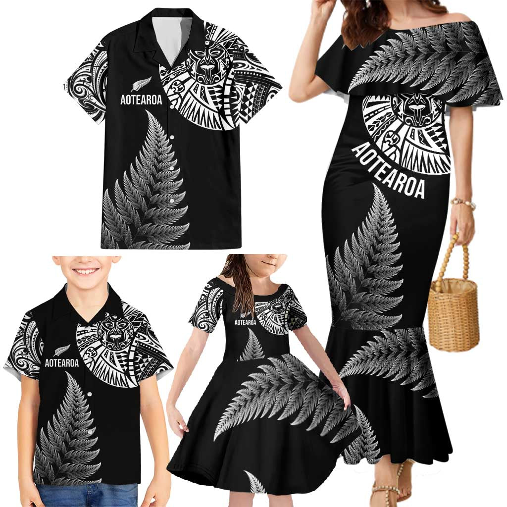 Personalised New Zealand Maori Art Tattoo and Silver Fern Family Matching Mermaid Dress and Hawaiian Shirt LT03 - Polynesian Pride