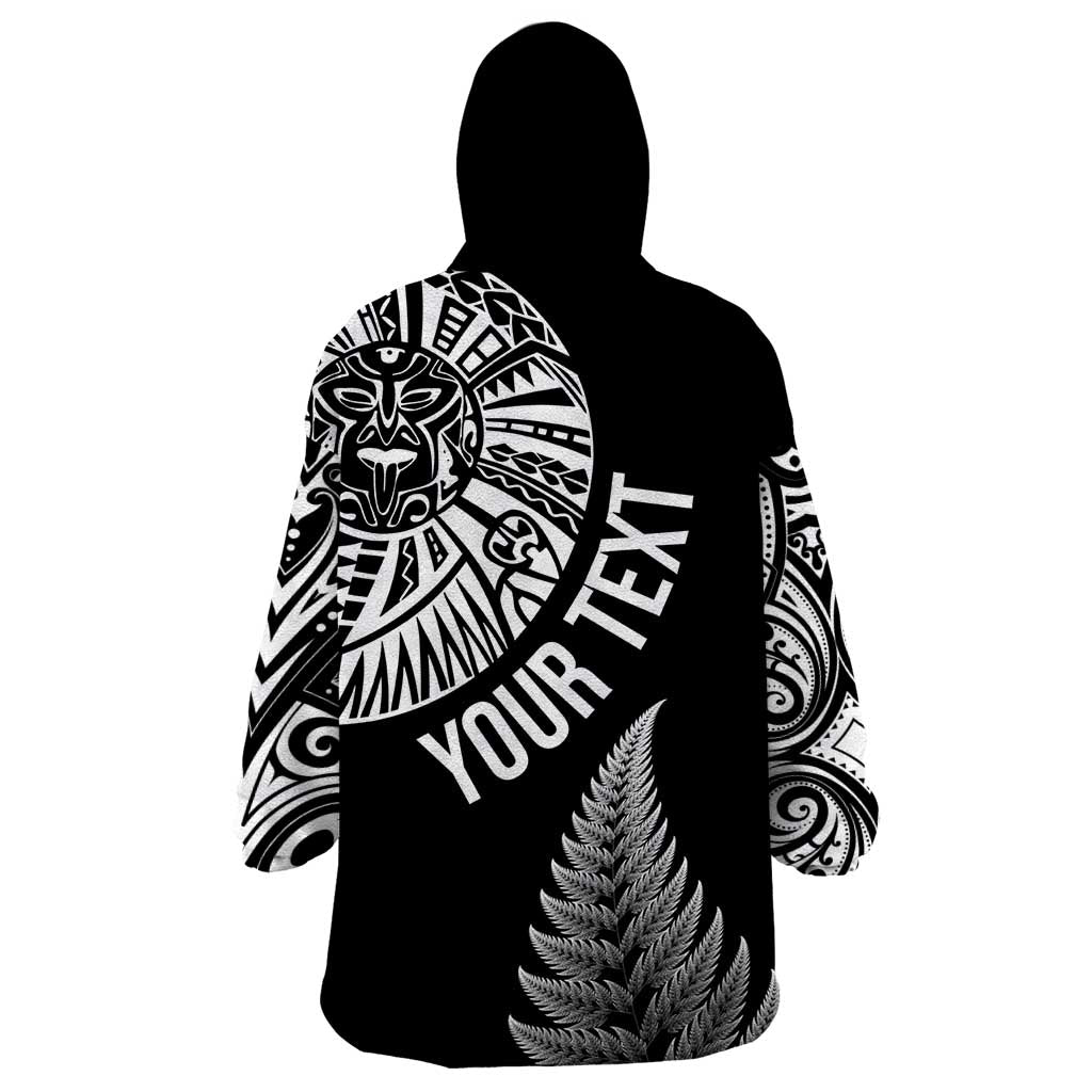 Personalised New Zealand Maori Art Tattoo and Silver Fern Wearable Blanket Hoodie LT03 - Polynesian Pride