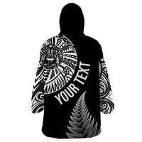 Personalised New Zealand Maori Art Tattoo and Silver Fern Wearable Blanket Hoodie LT03 - Polynesian Pride