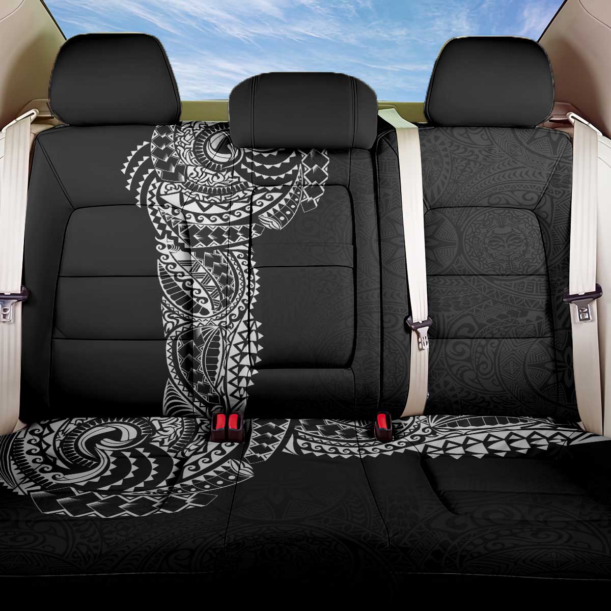Polynesian Art Traditional Tattoo Pattern Back Car Seat Cover LT03 One Size Black - Polynesian Pride