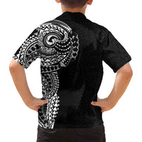 Polynesian Art Traditional Tattoo Pattern Family Matching Off Shoulder Maxi Dress and Hawaiian Shirt