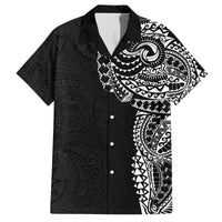 Polynesian Art Traditional Tattoo Pattern Family Matching Off Shoulder Short Dress and Hawaiian Shirt