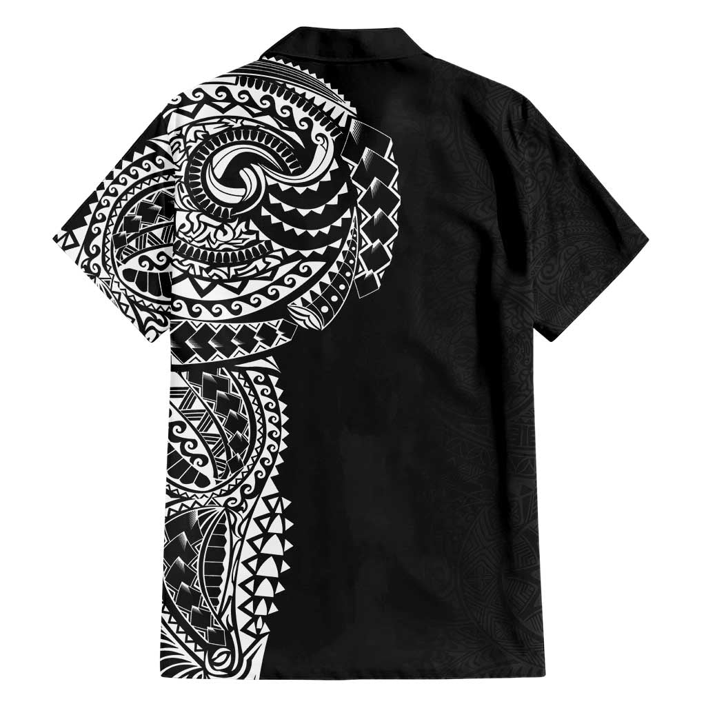 Polynesian Art Traditional Tattoo Pattern Family Matching Short Sleeve Bodycon Dress and Hawaiian Shirt