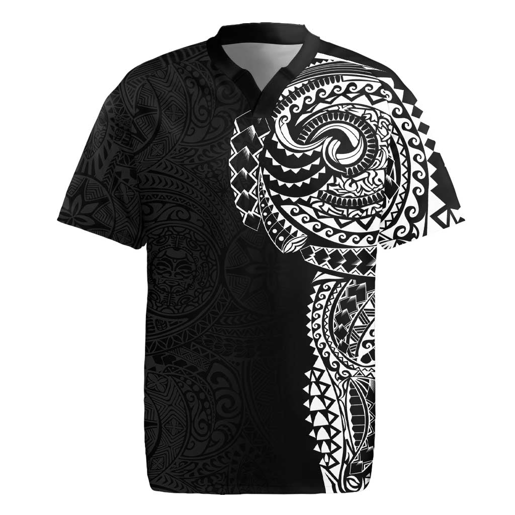 Polynesian Art Traditional Tattoo Pattern Rugby Jersey LT03 Black - Polynesian Pride