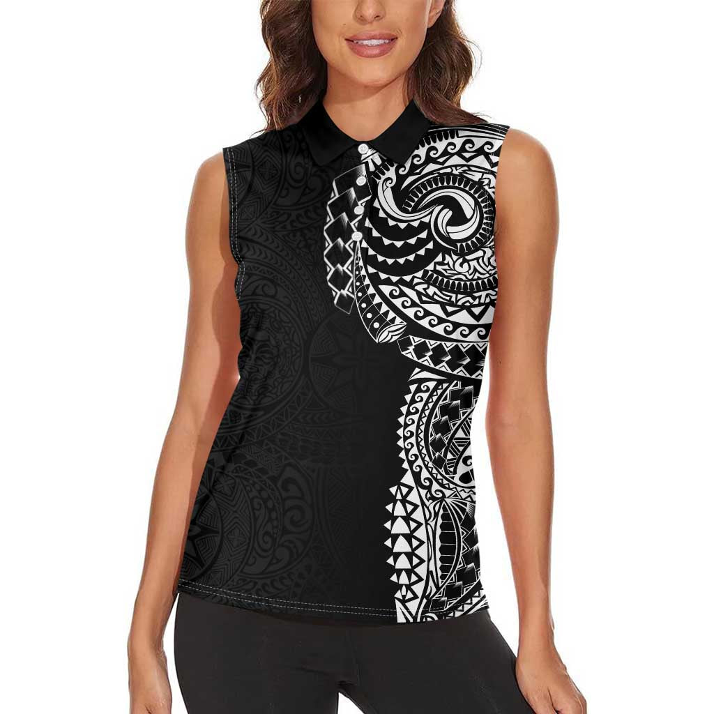 Polynesian Art Traditional Tattoo Pattern Women Sleeveless Polo Shirt