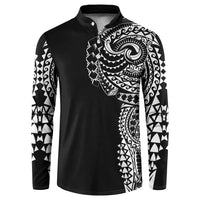 Polynesian Art Traditional Tattoo Button Sweatshirt Simple Style