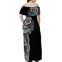 Polynesian Art Traditional Tattoo Off Shoulder Maxi Dress Simple Style