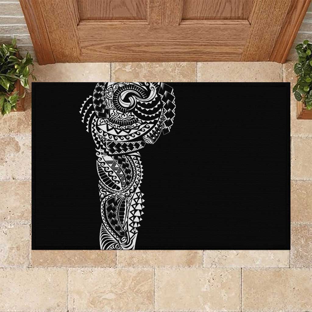 Polynesian Art Traditional Tattoo Rubber Doormat Simple Style