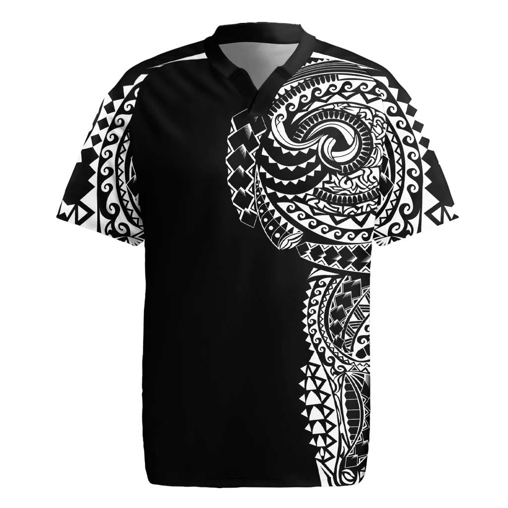 Polynesian Art Traditional Tattoo Rugby Jersey Simple Style LT03 Black - Polynesian Pride