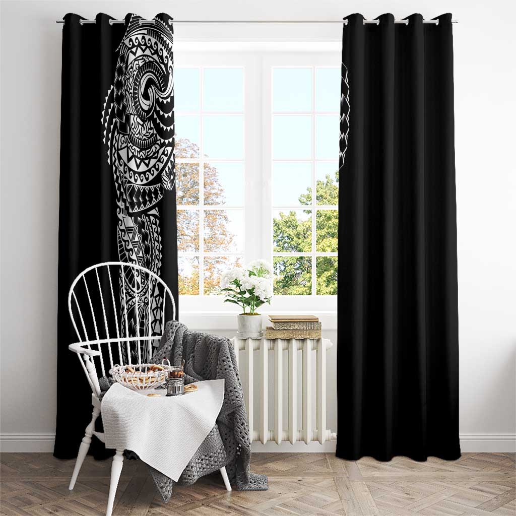 Polynesian Art Traditional Tattoo Window Curtain Simple Style