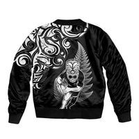 New Zealand Maori Warrior Rugby Bomber Jacket Silver Fern LT03 - Polynesian Pride