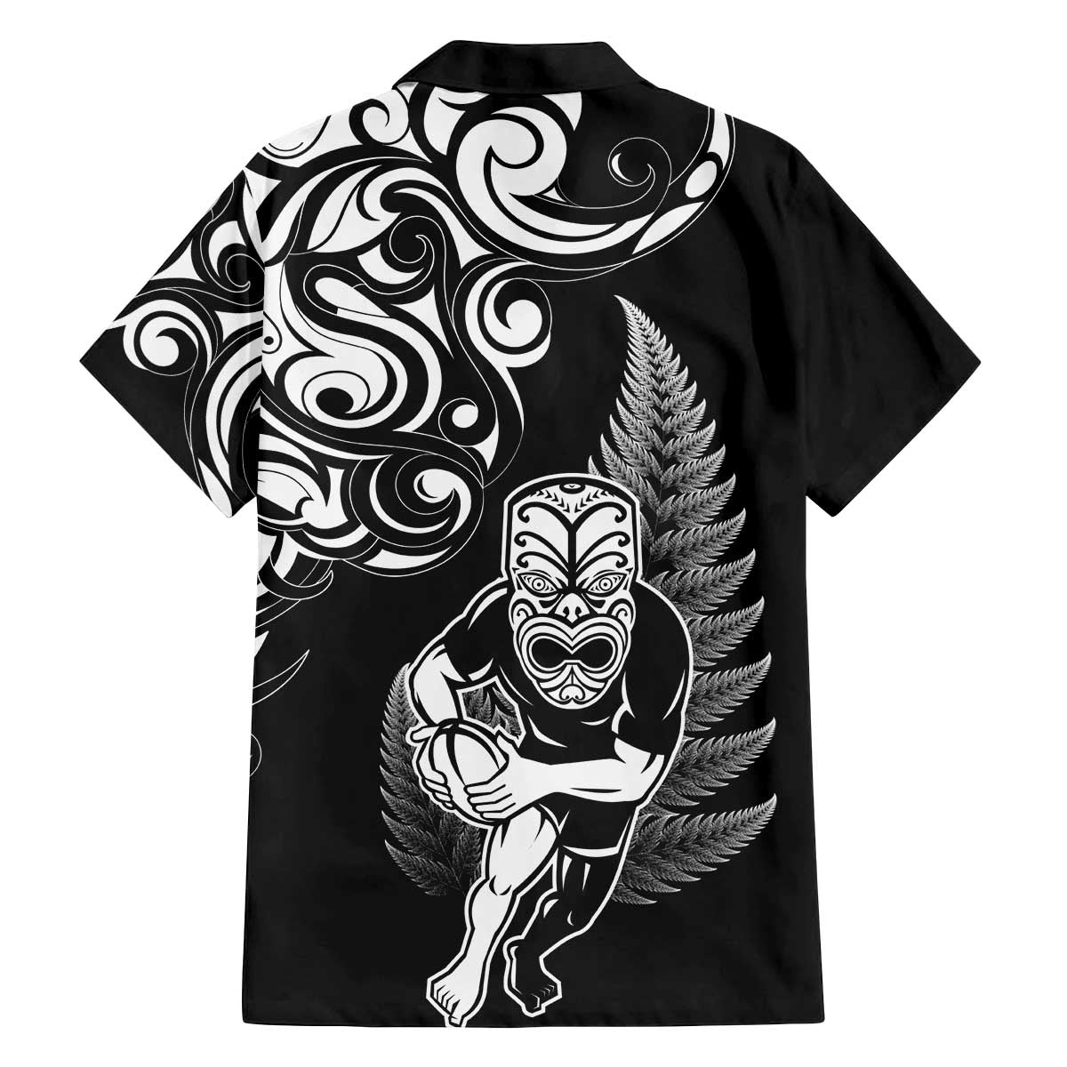 New Zealand Maori Warrior Rugby Family Matching Off Shoulder Short Dress and Hawaiian Shirt Silver Fern LT03 - Polynesian Pride