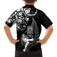 New Zealand Maori Warrior Rugby Family Matching Summer Maxi Dress and Hawaiian Shirt Silver Fern LT03 - Polynesian Pride