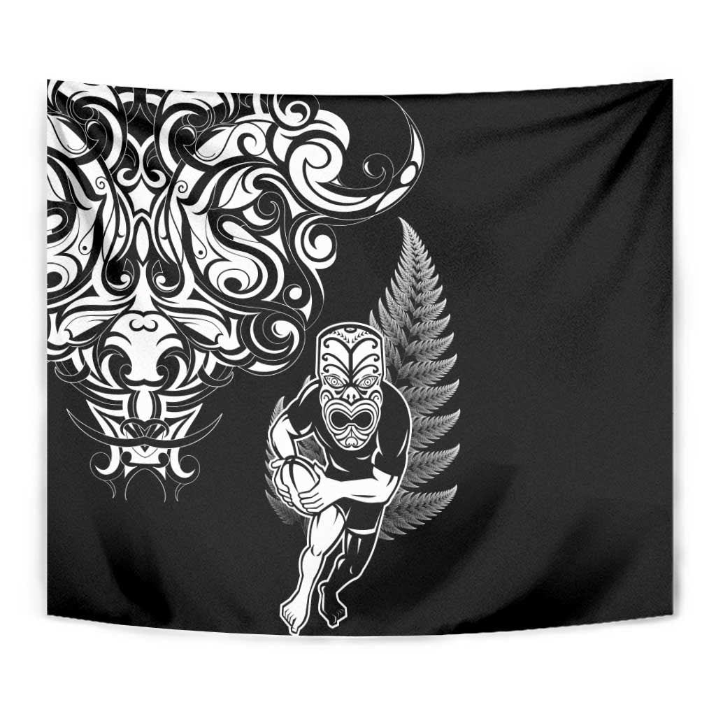 New Zealand Maori Warrior Rugby Tapestry Silver Fern