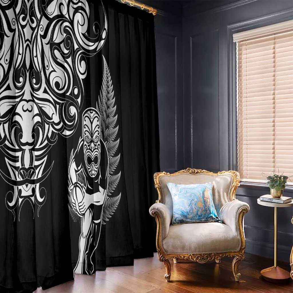 New Zealand Maori Warrior Rugby Window Curtain Silver Fern LT03 - Polynesian Pride