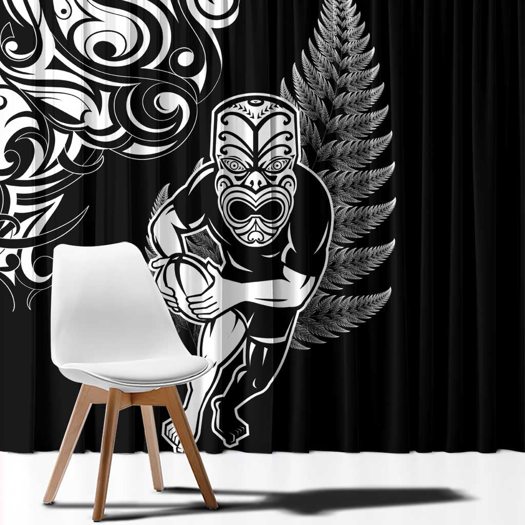 New Zealand Maori Warrior Rugby Window Curtain Silver Fern LT03 - Polynesian Pride