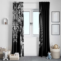 New Zealand Maori Warrior Rugby Window Curtain Silver Fern LT03 - Polynesian Pride