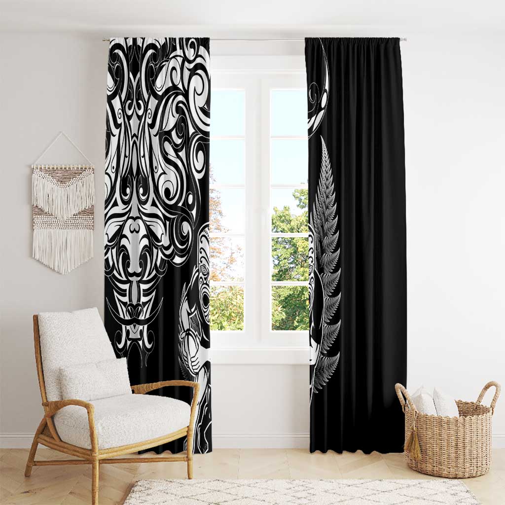 New Zealand Maori Warrior Rugby Window Curtain Silver Fern LT03 - Polynesian Pride