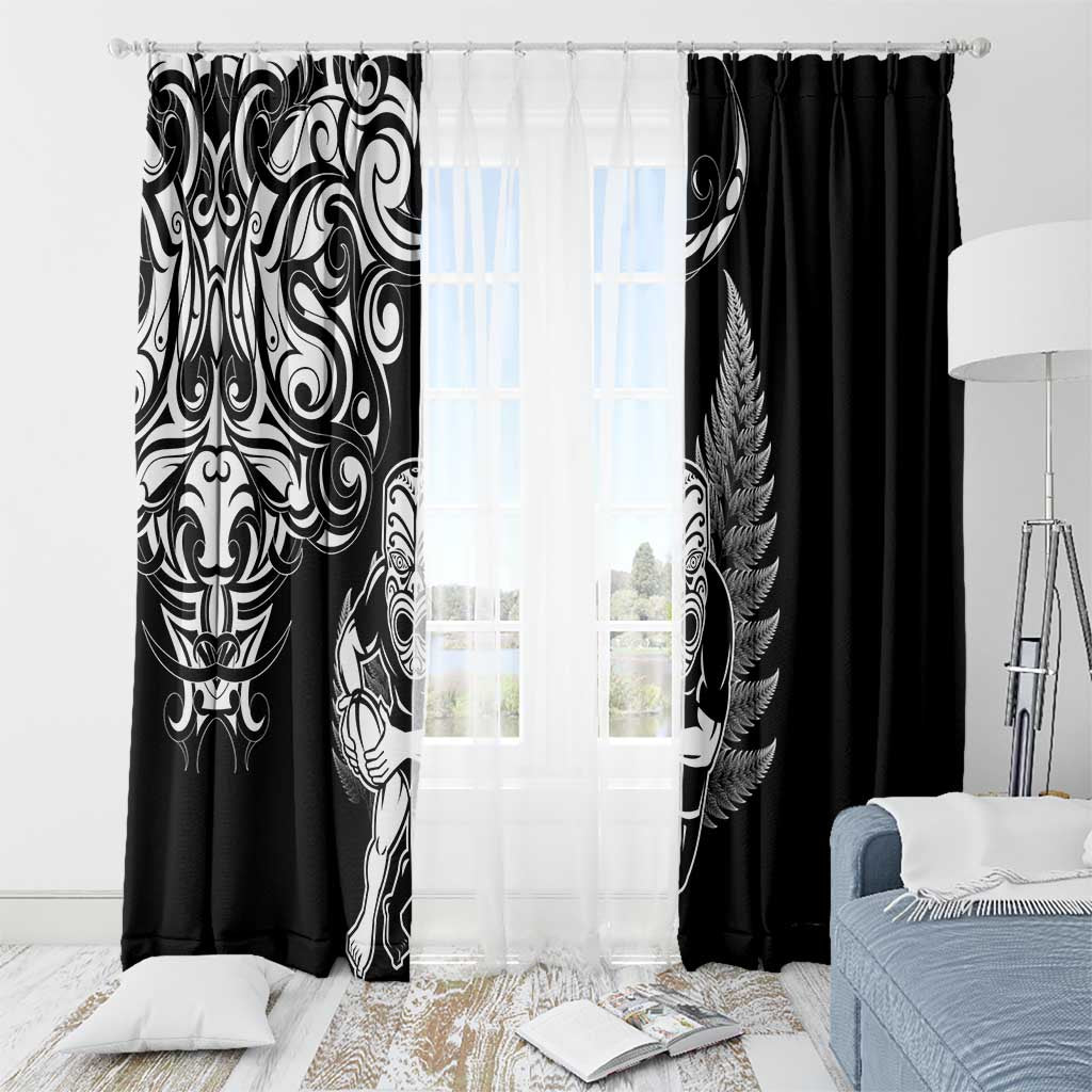 New Zealand Maori Warrior Rugby Window Curtain Silver Fern LT03 - Polynesian Pride
