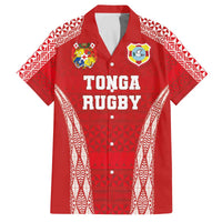 Custom Tonga Pacific Rugby 2024 Family Matching Off Shoulder Short Dress and Hawaiian Shirt Ngatu Tribal Pattern