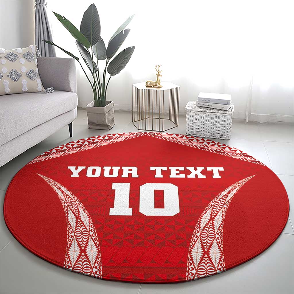 Custom Tonga Pacific Rugby 2024 Round Carpet Ngatu Tribal Pattern