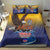 American Samoa Fautasi Bedding Set Bald Eage and Sailfish with Kakau Motifs - Polynesian Pride