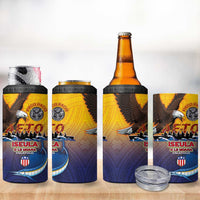 American Samoa Fautasi 4 in 1 Can Cooler Tumbler Bald Eage and Sailfish with Kakau Motifs - Polynesian Pride