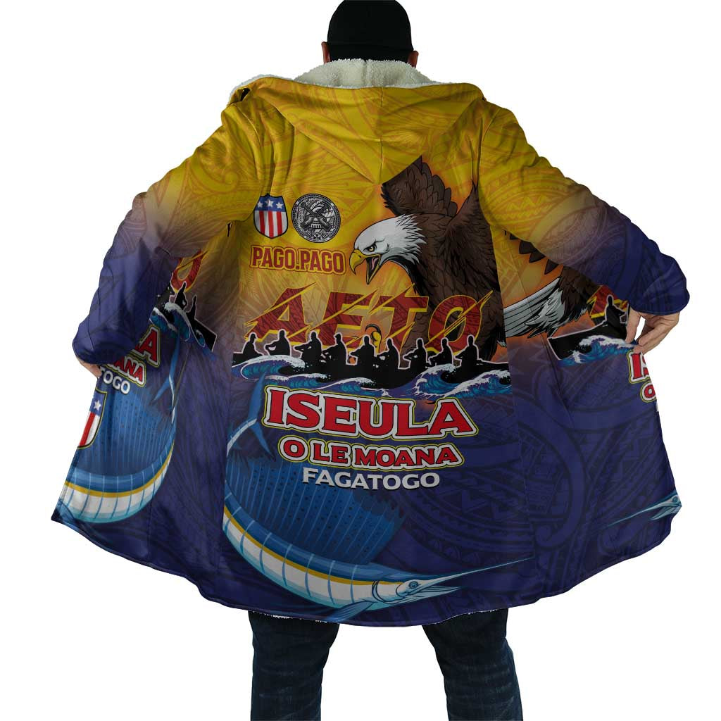 American Samoa Fautasi Cloak Bald Eage and Sailfish with Kakau Motifs - Polynesian Pride