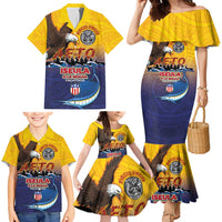 American Samoa Fautasi Family Matching Mermaid Dress and Hawaiian Shirt Bald Eage and Sailfish with Kakau Motifs LT03 - Polynesian Pride