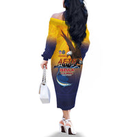 American Samoa Fautasi Family Matching Off The Shoulder Long Sleeve Dress and Hawaiian Shirt Bald Eage and Sailfish with Kakau Motifs LT03 - Polynesian Pride